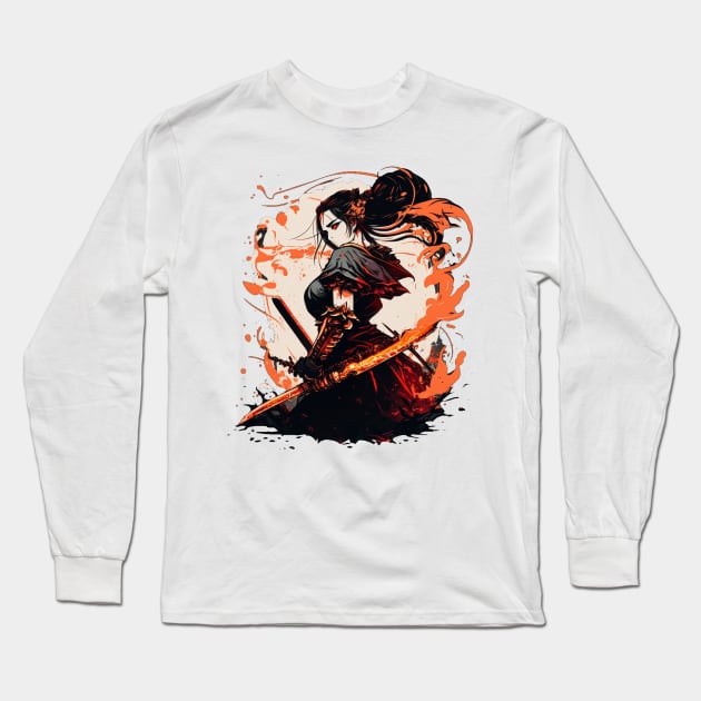 Samurai Waifu Long Sleeve T-Shirt by Billy23-Shop